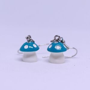 Handmade‎ blue mushroom earrings